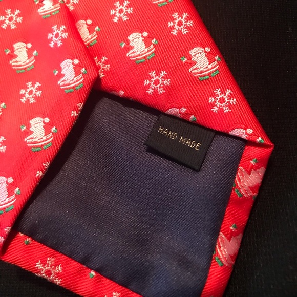 Hisdern Necktie Red With Santa Snowflake Holiday - Picture 6 of 6